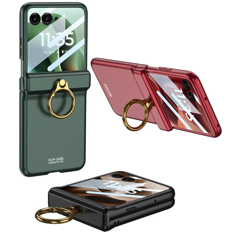 GKK Pour Motorola Razr 60 Ultra 5G Coque de Téléphone Rigide avec Béquille, Protection Charnière Magnétique avec Film de Protection pour Petit Écran - Rouge
