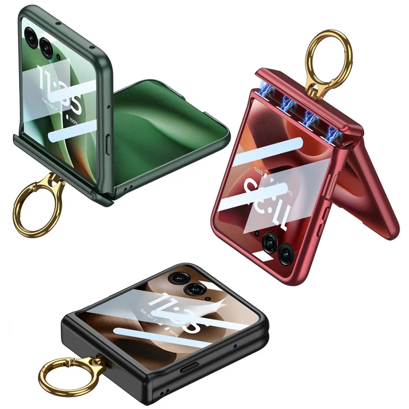 GKK Pour Motorola Razr 60 Ultra 5G Coque de Téléphone Rigide avec Béquille, Protection Charnière Magnétique avec Film de Protection pour Petit Écran - Rouge