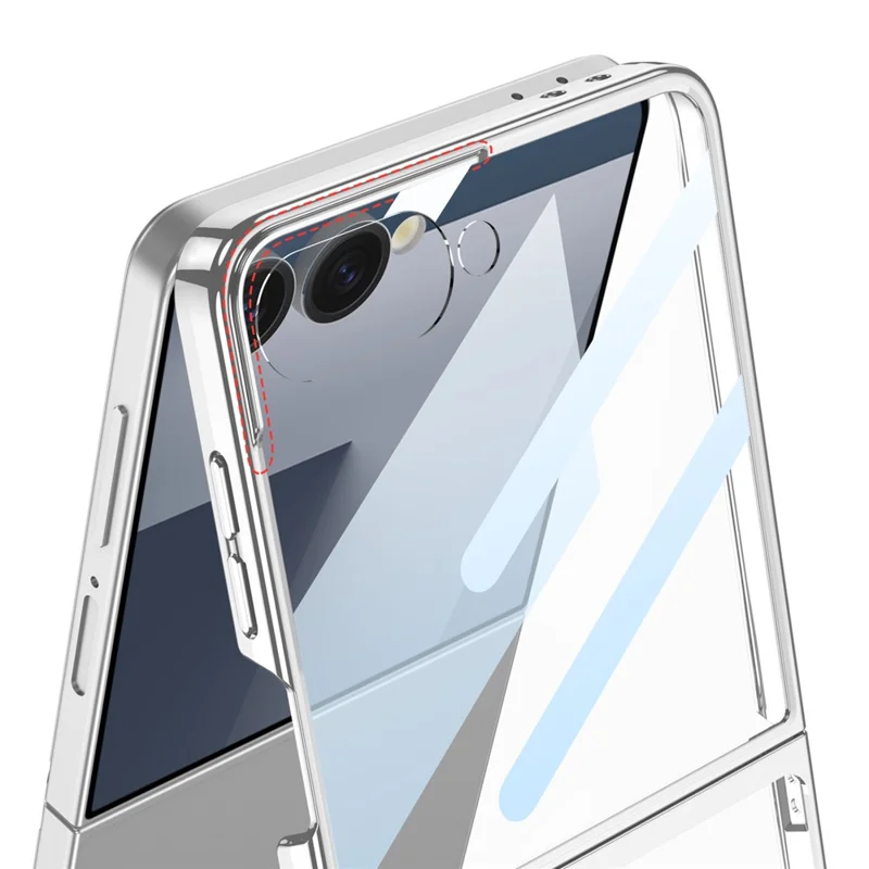 GKK For Samsung Galaxy Z Flip7 5G Case Electroplating Hard PC Tempered Glass Phone Cover with Screen Film - Champagne Gold