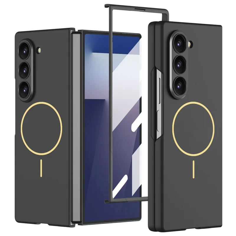 GKK Per Samsung Galaxy Z Fold7 5G Cover Magnetica Sottile Rigida in PC + Vetro Temperato con Pellicola Protettiva - Nero