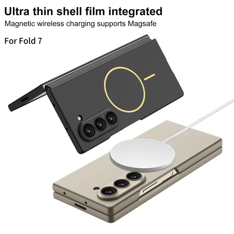 GKK Per Samsung Galaxy Z Fold7 5G Cover Magnetica Sottile Rigida in PC + Vetro Temperato con Pellicola Protettiva - Nero