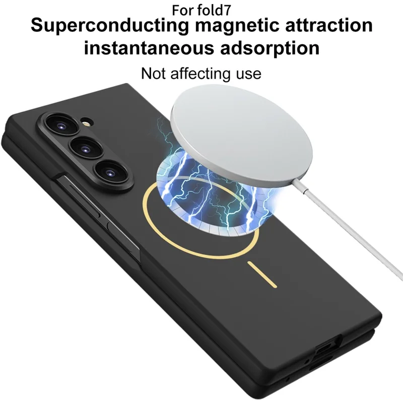 GKK For Samsung Galaxy Z Fold7 5G Magnetic Case Slim Hard PC + Tempered Glass Phone Cover with Screen Film - Titanium Grey