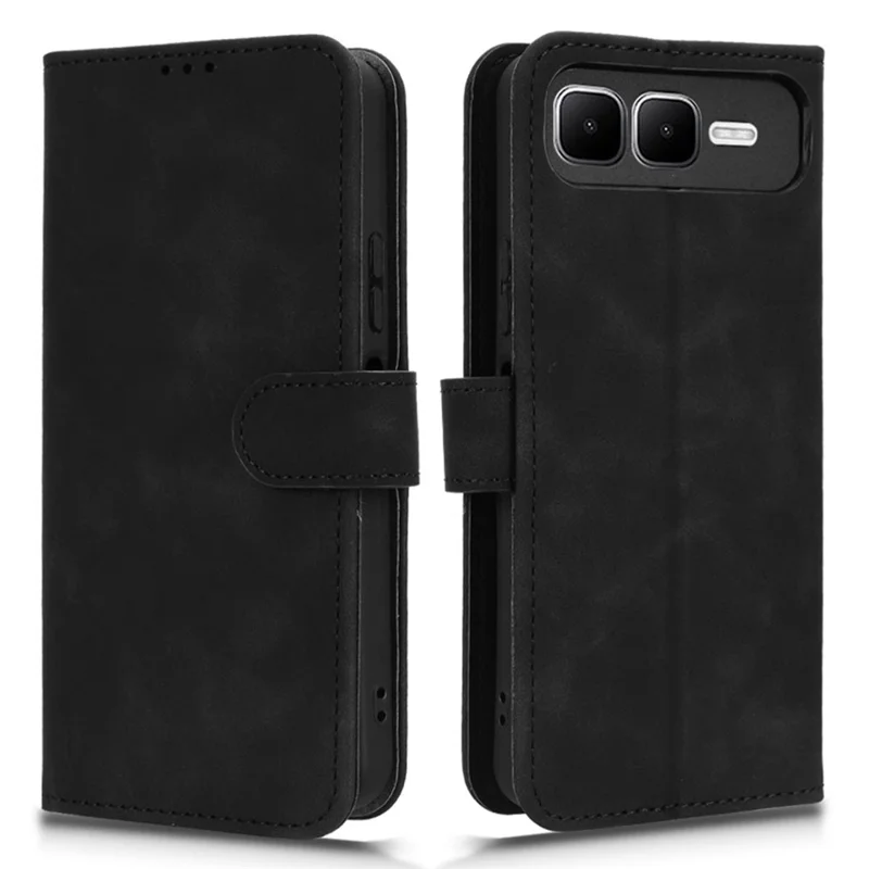 For Infinix Smart 10 Plus Leather Case Skin Feel Anti Drop Wallet Flip Phone Cover - Black