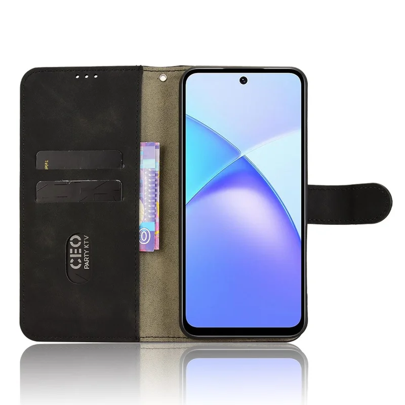For Infinix Smart 10 Plus Leather Case Skin Feel Anti Drop Wallet Flip Phone Cover - Black