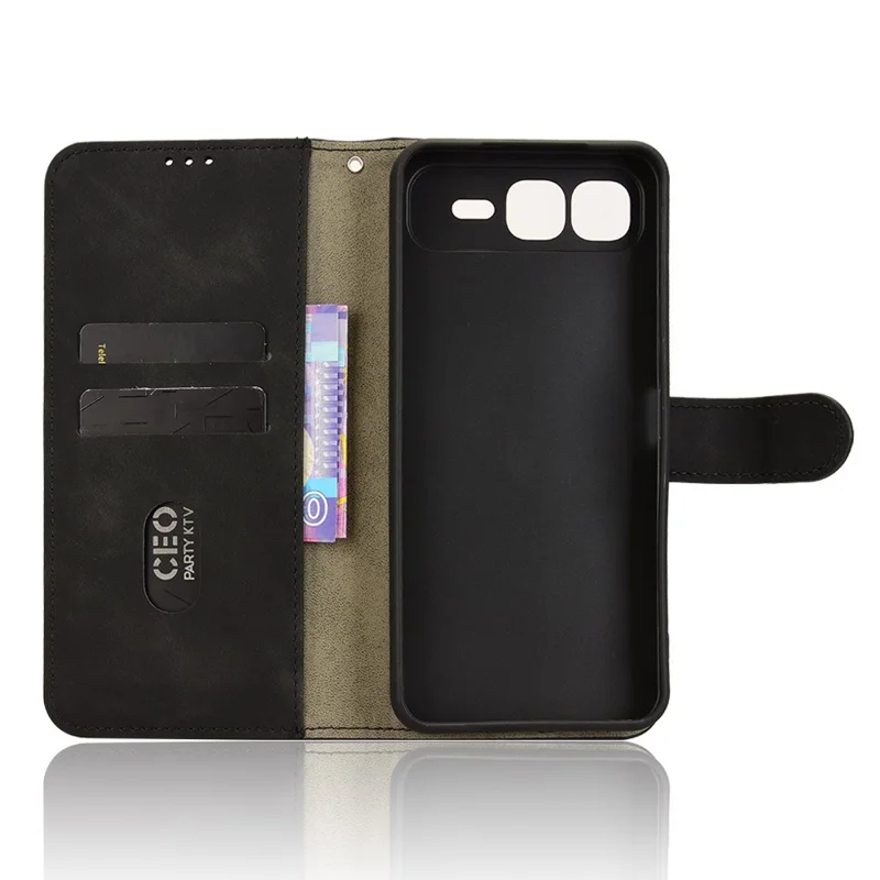 For Infinix Smart 10 Plus Leather Case Skin Feel Anti Drop Wallet Flip Phone Cover - Black