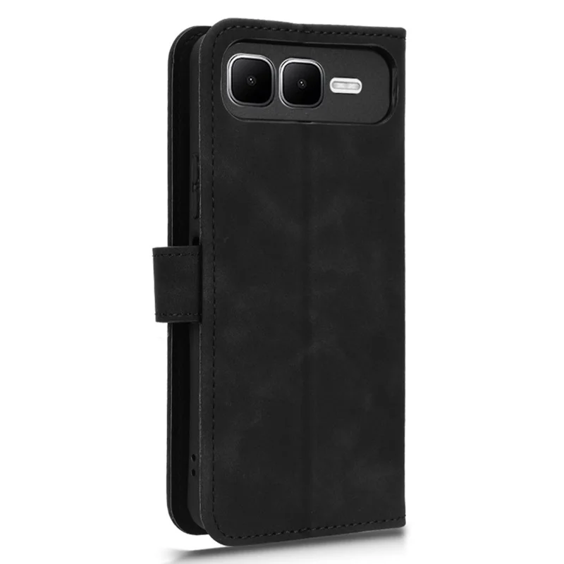 For Infinix Smart 10 Plus Leather Case Skin Feel Anti Drop Wallet Flip Phone Cover - Black