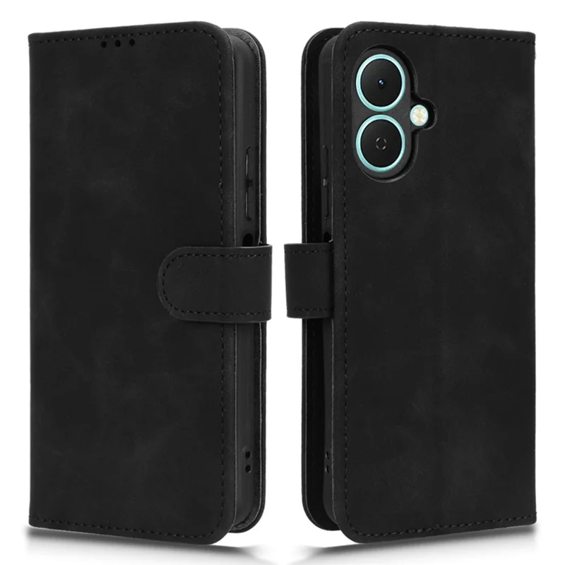 Para TECNO Spark Go 2 4G Capa de Couro Estilo Pele Antiderrapante Carteira Capa de Telefone Flip - Preto