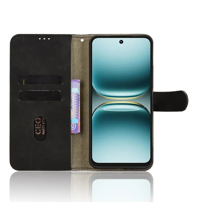 Para TECNO Spark Go 2 4G Capa de Couro Estilo Pele Antiderrapante Carteira Capa de Telefone Flip - Preto