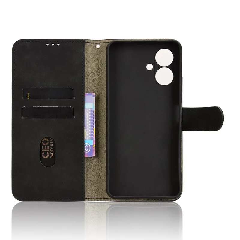 Para TECNO Spark Go 2 4G Capa de Couro Estilo Pele Antiderrapante Carteira Capa de Telefone Flip - Preto