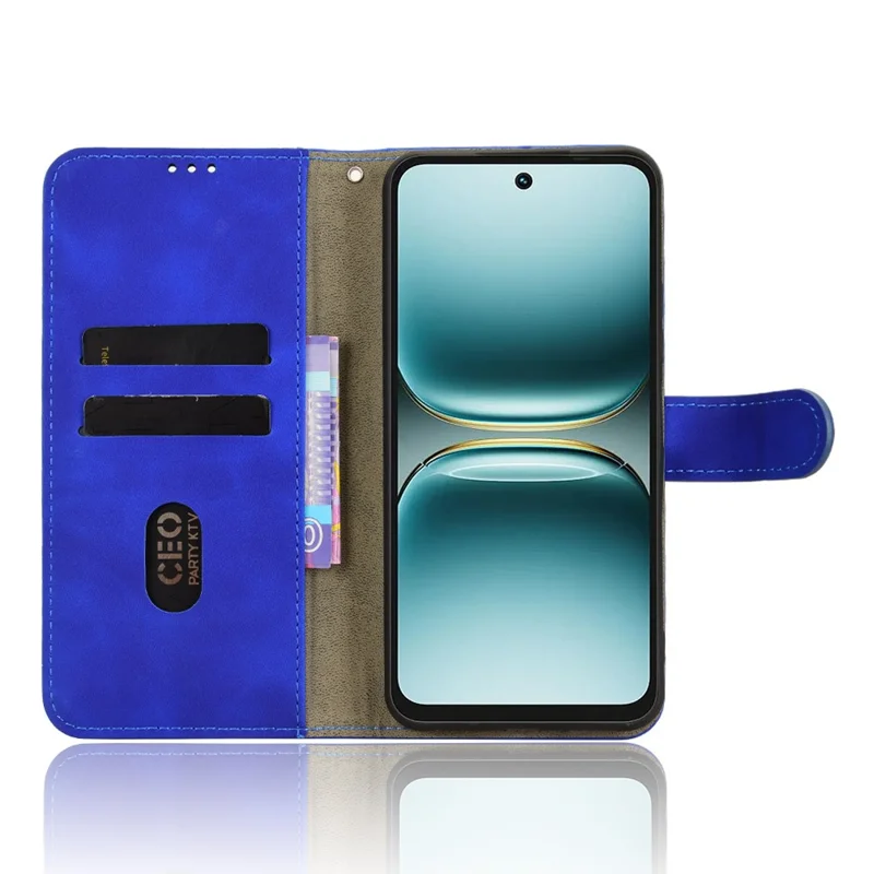 For TECNO Spark Go 2 4G Leather Case Skin Feel Anti Drop Wallet Flip Phone Cover - Blue