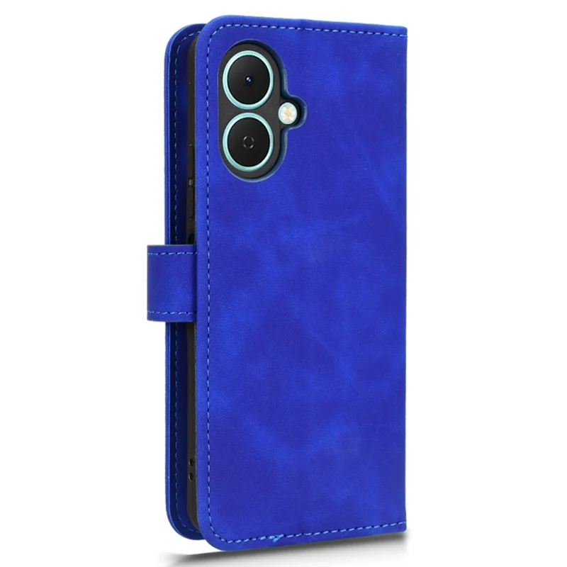 For TECNO Spark Go 2 4G Leather Case Skin Feel Anti Drop Wallet Flip Phone Cover - Blue