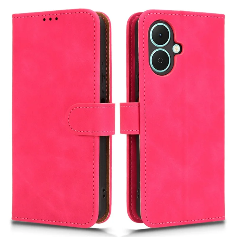 For TECNO Spark Go 2 4G Leather Case Skin Feel Anti Drop Wallet Flip Phone Cover - Rose