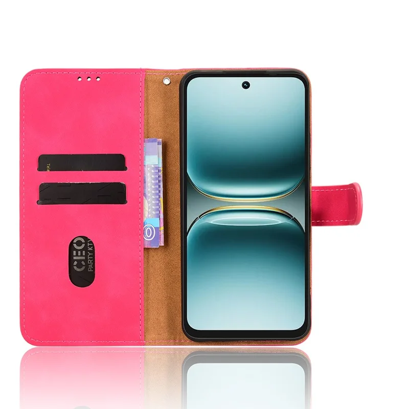 For TECNO Spark Go 2 4G Leather Case Skin Feel Anti Drop Wallet Flip Phone Cover - Rose