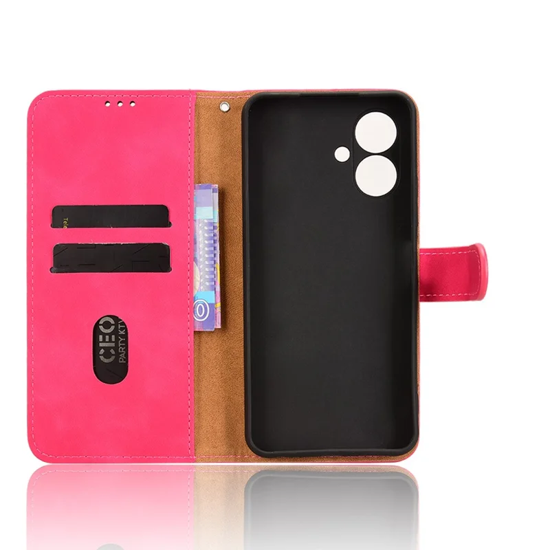 For TECNO Spark Go 2 4G Leather Case Skin Feel Anti Drop Wallet Flip Phone Cover - Rose