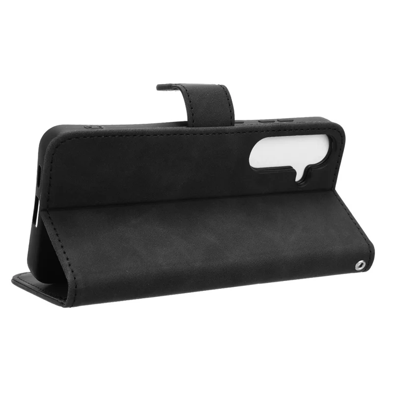 For Samsung Galaxy S25 FE Leather Case Skin Feel Anti Drop Wallet Flip Phone Cover - Black