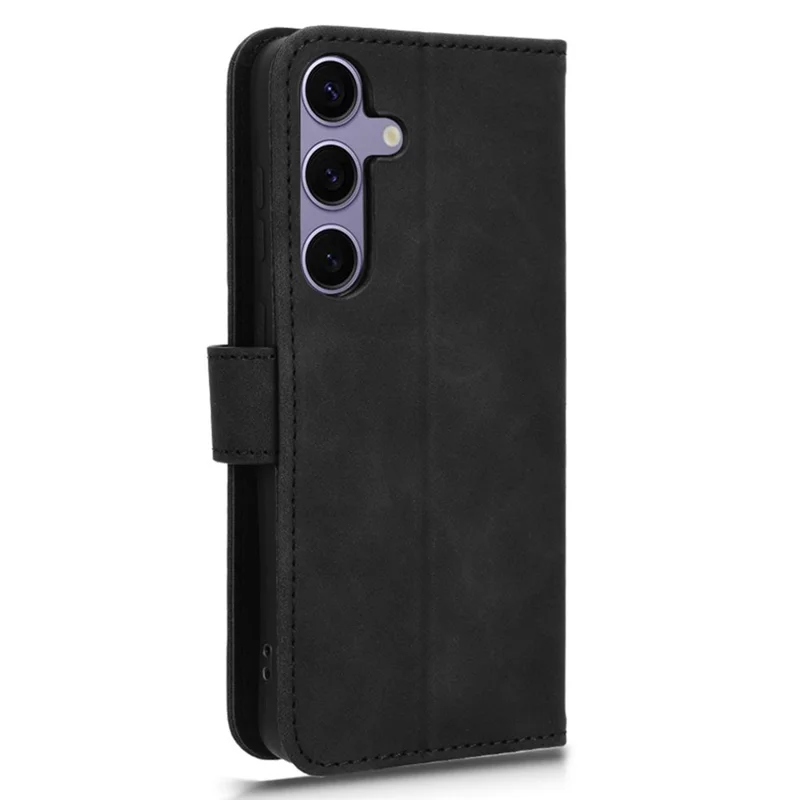 For Samsung Galaxy S25 FE Leather Case Skin Feel Anti Drop Wallet Flip Phone Cover - Black