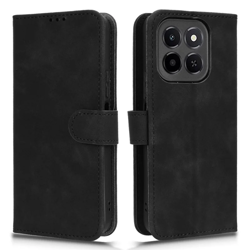 Capa de Couro para Honor X6c 4G Estilo Couro Carteira à Prova de Queda - Preto
