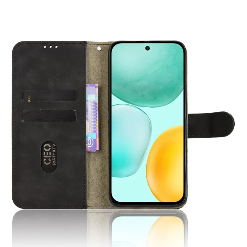 Capa de Couro para Honor X6c 4G Estilo Couro Carteira à Prova de Queda - Preto