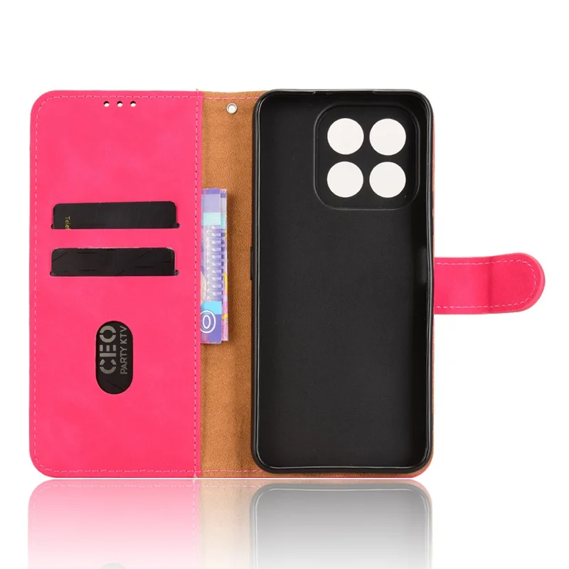 For Honor X6c 4G Leather Case Skin Feel Anti Drop Wallet Flip Phone Cover - Rose