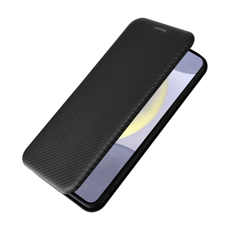For Samsung Galaxy S25 FE Case Carbon Fiber Texture Drop-Proof PU Leather Phone Cover - Black