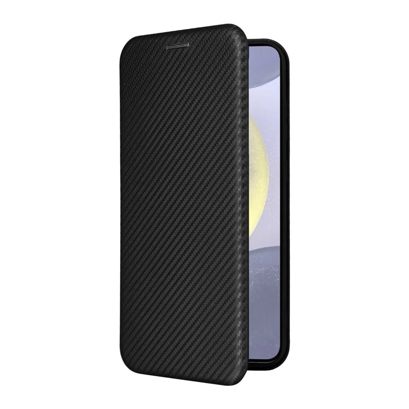 For Samsung Galaxy S25 FE Case Carbon Fiber Texture Drop-Proof PU Leather Phone Cover - Black