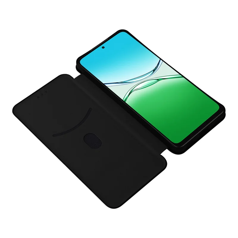 Funda de Cuero PU con Textura de Fibra de Carbono Antigolpes para Oppo A5 5G / 4G - Negro