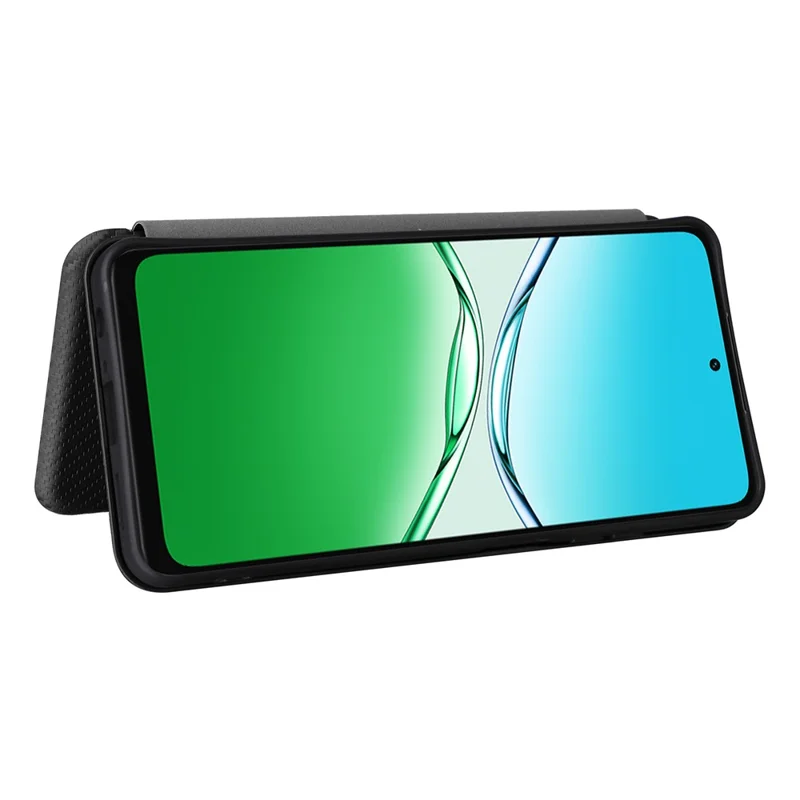 Funda de Cuero PU con Textura de Fibra de Carbono Antigolpes para Oppo A5 5G / 4G - Negro