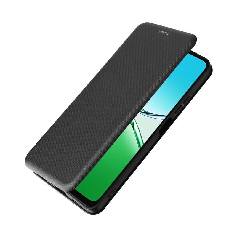 Funda de Cuero PU con Textura de Fibra de Carbono Antigolpes para Oppo A5 5G / 4G - Negro