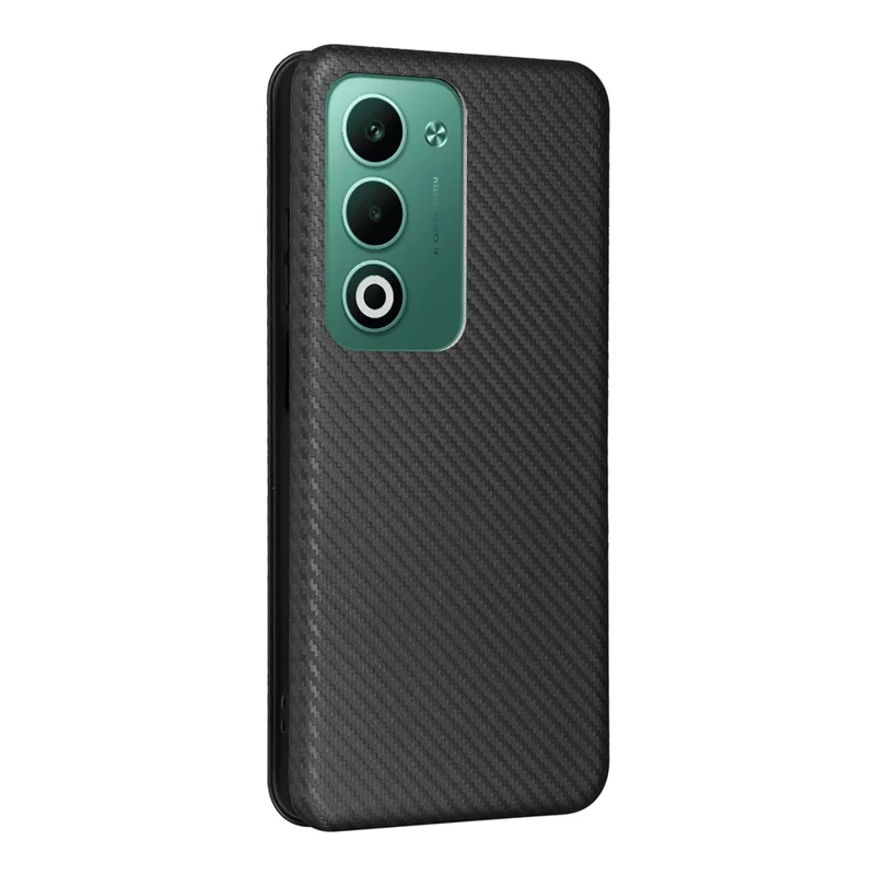 Funda de Cuero PU con Textura de Fibra de Carbono Antigolpes para Oppo A5 5G / 4G - Negro