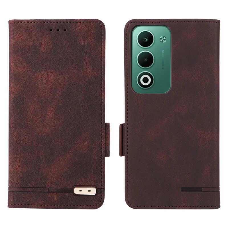 For Oppo A5 5G  /  4G Case Leather Wallet Flip Phone Cover with Hardware Decor - Coffee