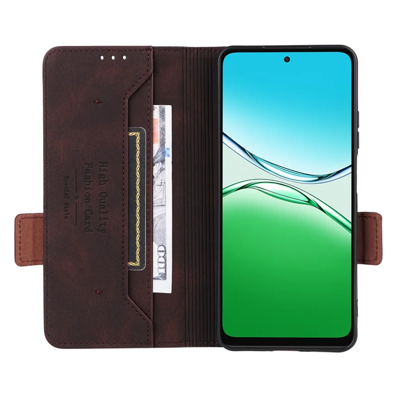 For Oppo A5 5G  /  4G Case Leather Wallet Flip Phone Cover with Hardware Decor - Coffee