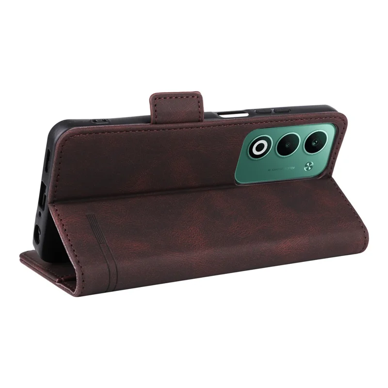 For Oppo A5 5G  /  4G Case Leather Wallet Flip Phone Cover with Hardware Decor - Coffee