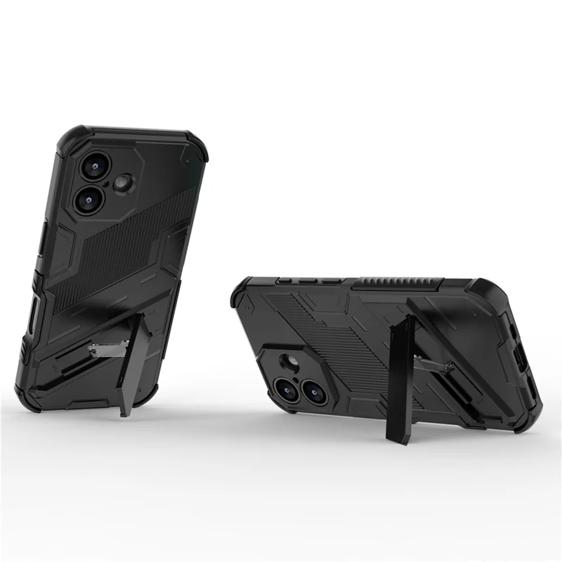 For iPhone 17 Case PC + TPU Shockproof Phone Cover with Kickstand - Black