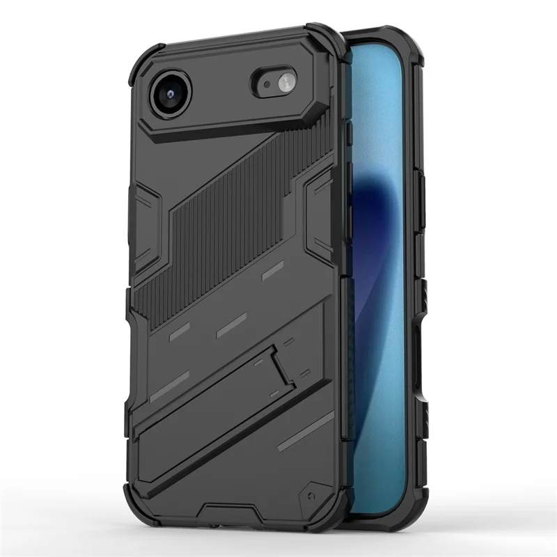 Чехол Air Case PC + TPU для iPhone 17 с противоударной защитой и подставкой - Черный