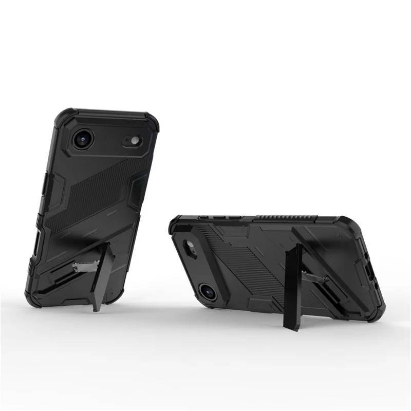 Чехол Air Case PC + TPU для iPhone 17 с противоударной защитой и подставкой - Черный