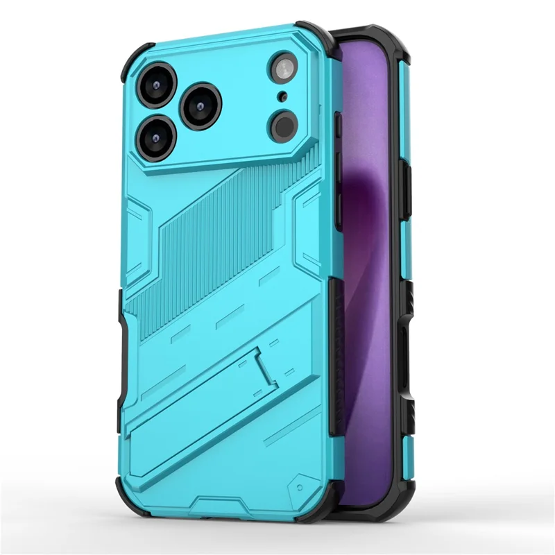 Für iPhone 17 Pro Max Hülle PC + TPU Stoßfeste Handyhülle mit Ständer - Babyblau