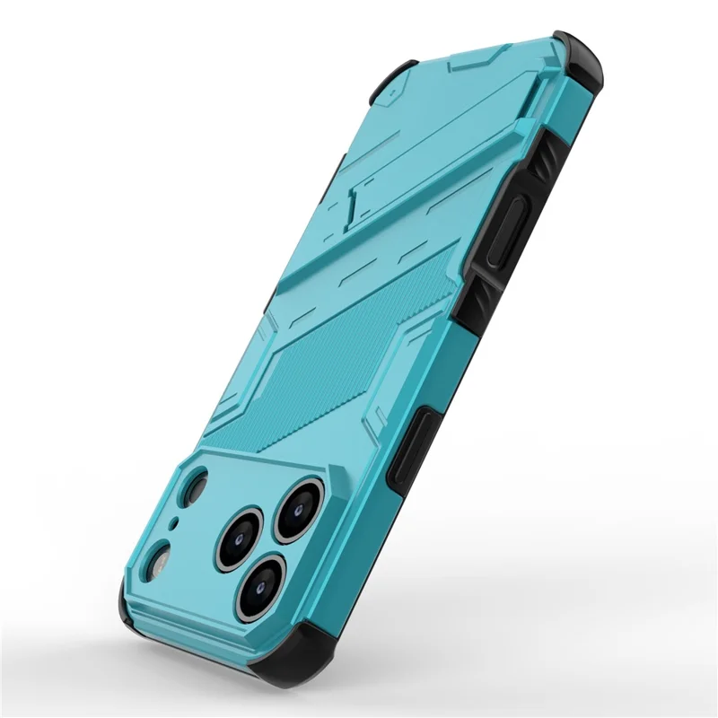 Für iPhone 17 Pro Max Hülle PC + TPU Stoßfeste Handyhülle mit Ständer - Babyblau