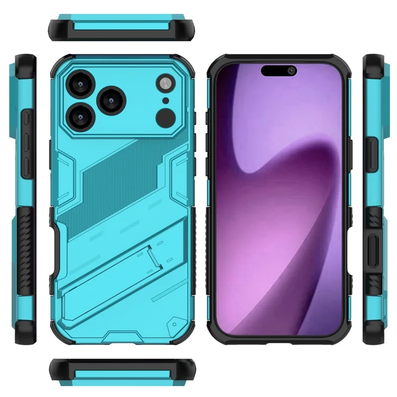 Für iPhone 17 Pro Max Hülle PC + TPU Stoßfeste Handyhülle mit Ständer - Babyblau