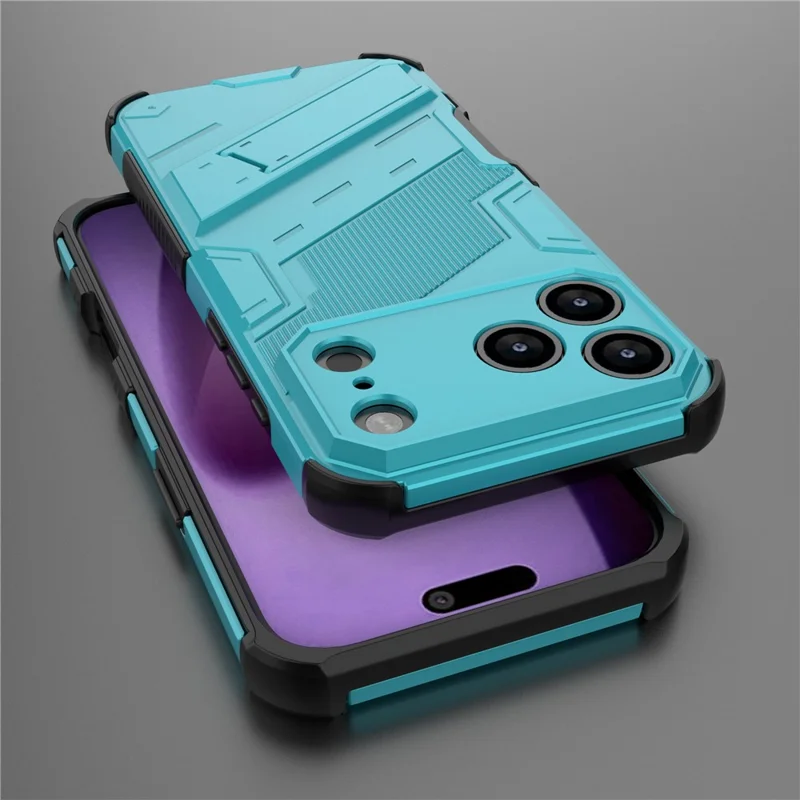 Für iPhone 17 Pro Max Hülle PC + TPU Stoßfeste Handyhülle mit Ständer - Babyblau
