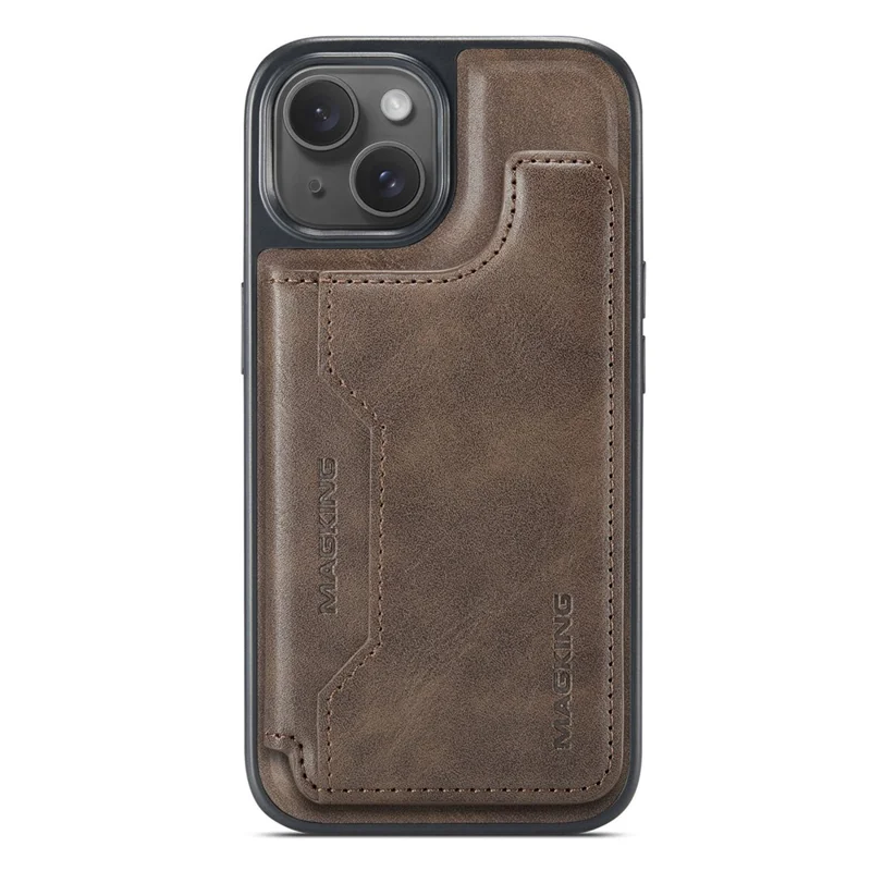 MAGKING K3 Series Funda para iPhone 14 Compatible con Cartera MagSafe - Policarbonato + TPU + Cuero - Color Café