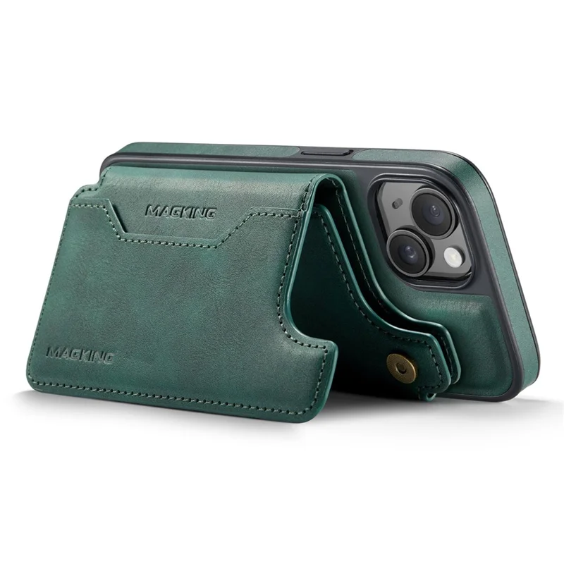 MAGKING K3 Series For iPhone 14 Case Compatible with MagSafe Wallet PC + TPU + PU Phone Cover - Green