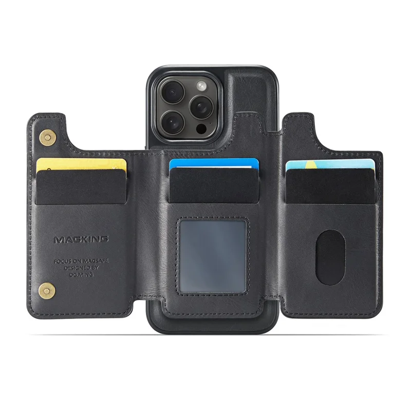 MAGKING K3 Series Étui pour iPhone 14 Pro Compatible avec Portefeuille MagSafe PC + TPU + PU - Noir