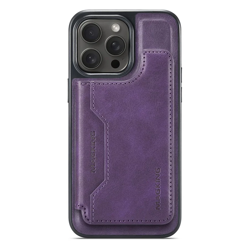 MAGKING K3 Series For iPhone 14 Pro Max Case Compatible with MagSafe Wallet PC + TPU + PU Phone Cover - Purple