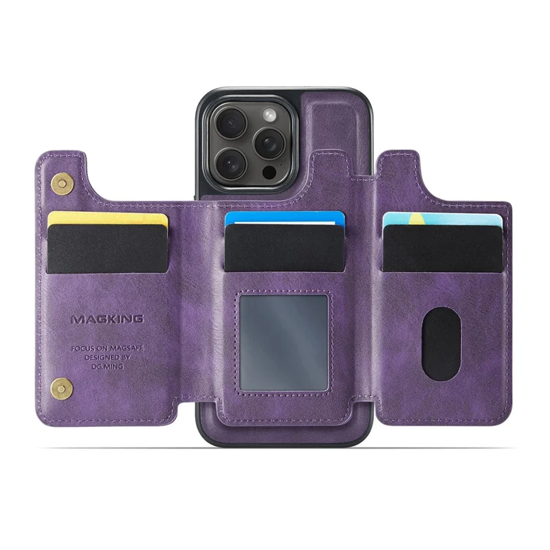 MAGKING K3 Series For iPhone 14 Pro Max Case Compatible with MagSafe Wallet PC + TPU + PU Phone Cover - Purple