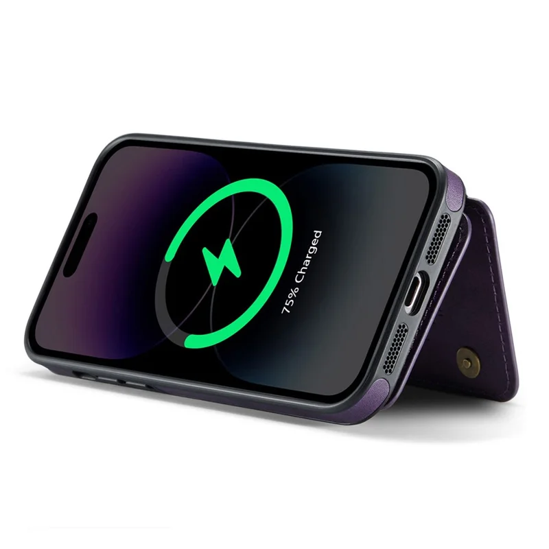 MAGKING K3 Series For iPhone 14 Pro Max Case Compatible with MagSafe Wallet PC + TPU + PU Phone Cover - Purple