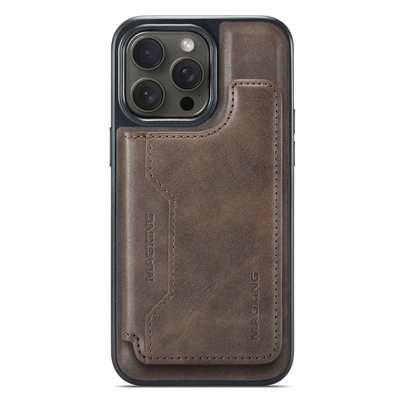 MAGKING K3 Series For iPhone 14 Pro Max Case Compatible with MagSafe Wallet PC + TPU + PU Phone Cover - Coffee