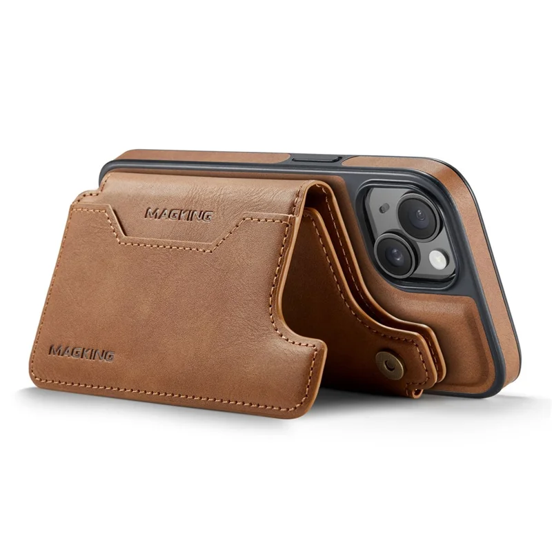 MAGKING K3 Series For iPhone 13 Case Compatible with MagSafe Wallet PC + TPU + PU Phone Cover - Brown