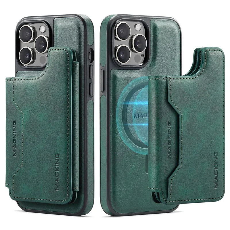 MAGKING K3 Series For iPhone 13 Pro Case Compatible with MagSafe Wallet PC + TPU + PU Phone Cover - Green