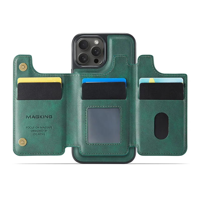 MAGKING K3 Series For iPhone 13 Pro Case Compatible with MagSafe Wallet PC + TPU + PU Phone Cover - Green