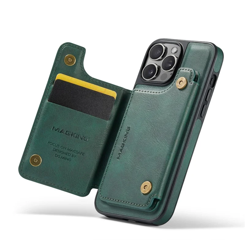 MAGKING K3 Series For iPhone 13 Pro Case Compatible with MagSafe Wallet PC + TPU + PU Phone Cover - Green